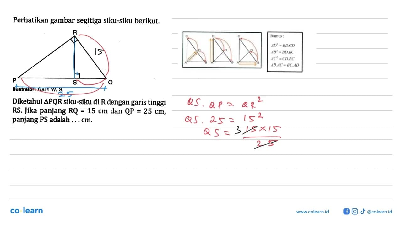 Perhatikan gambar segitiga siku-siku berikut.Iluetrator: