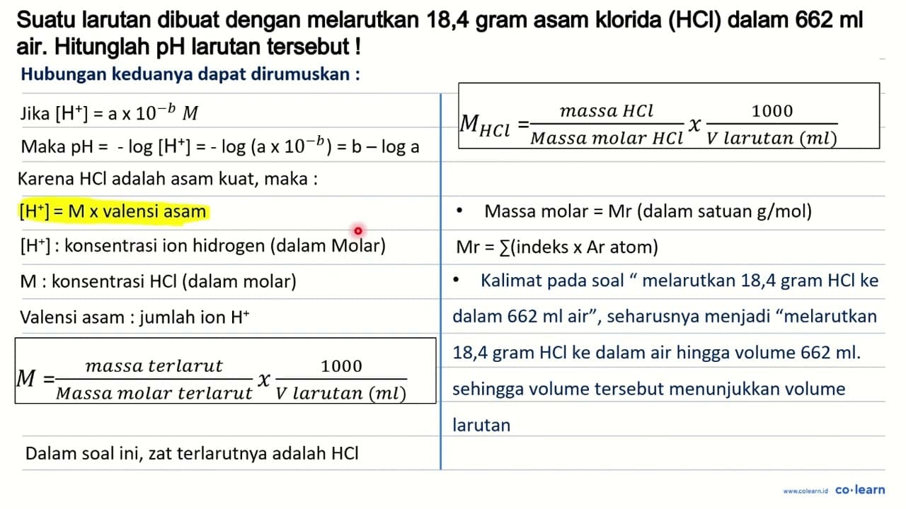 Suatu larutan dibuat dengan melarutkan 18,4 gram asam