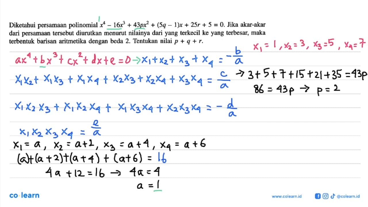 Diketahui persamaan polinomial