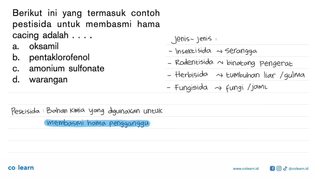 Berikut ini yang termasuk contoh pestisida untuk membasmi