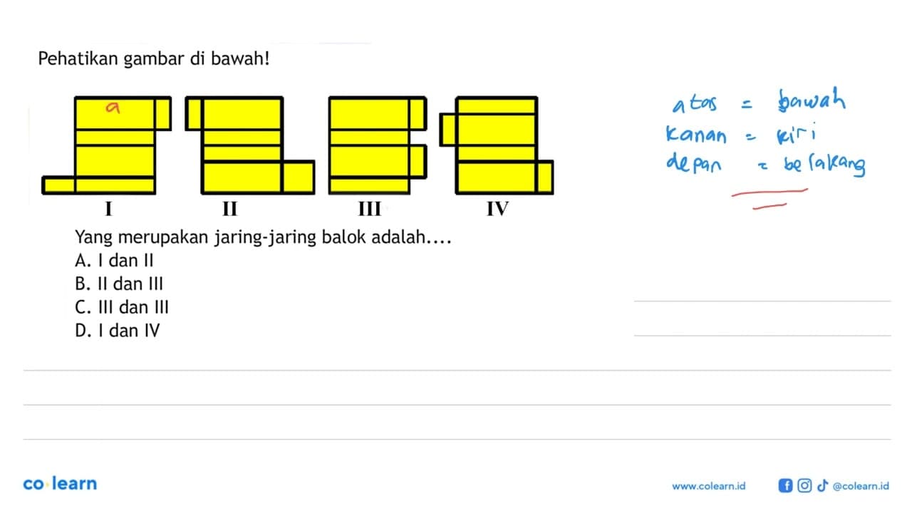 Pehatikan gambar di bawah!Yang merupakan jaring-jaring