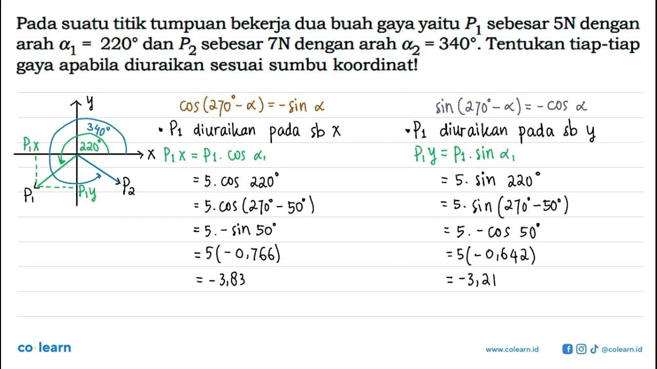 Pada suatu titik tumpuan bekerja dua buah gaya yaitu P1