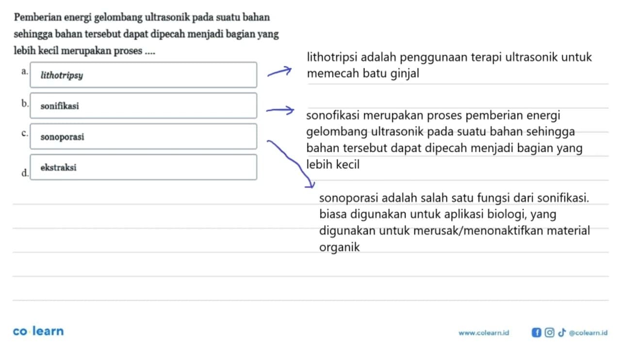 Pemberian energi gelombang ultrasonik pada suatu bahan