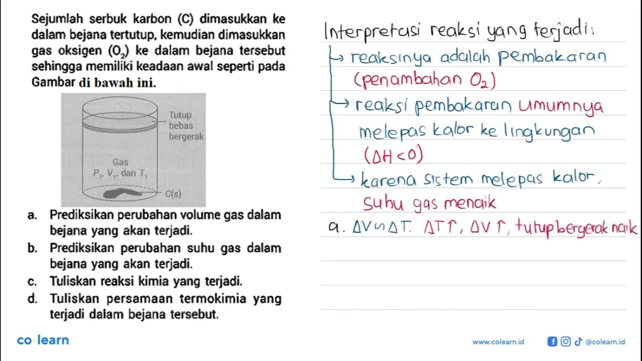 Sejumlah serbuk karbon (C) dimasukkan ke dalam bejana