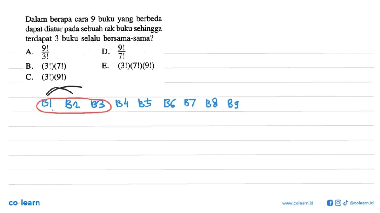 Dalam berapa cara 9 buku yang berbeda dapat diatur pada