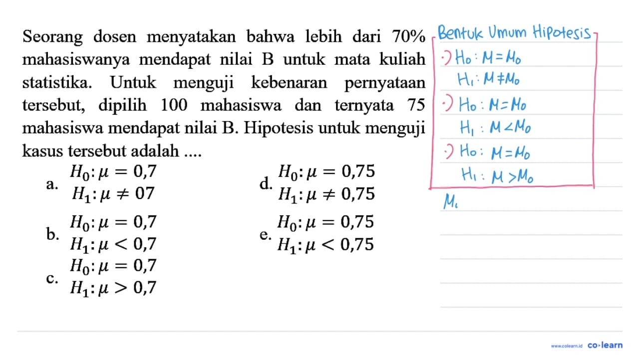 Seorang dosen menyatakan bahwa lebih dari 70% mahasiswanya