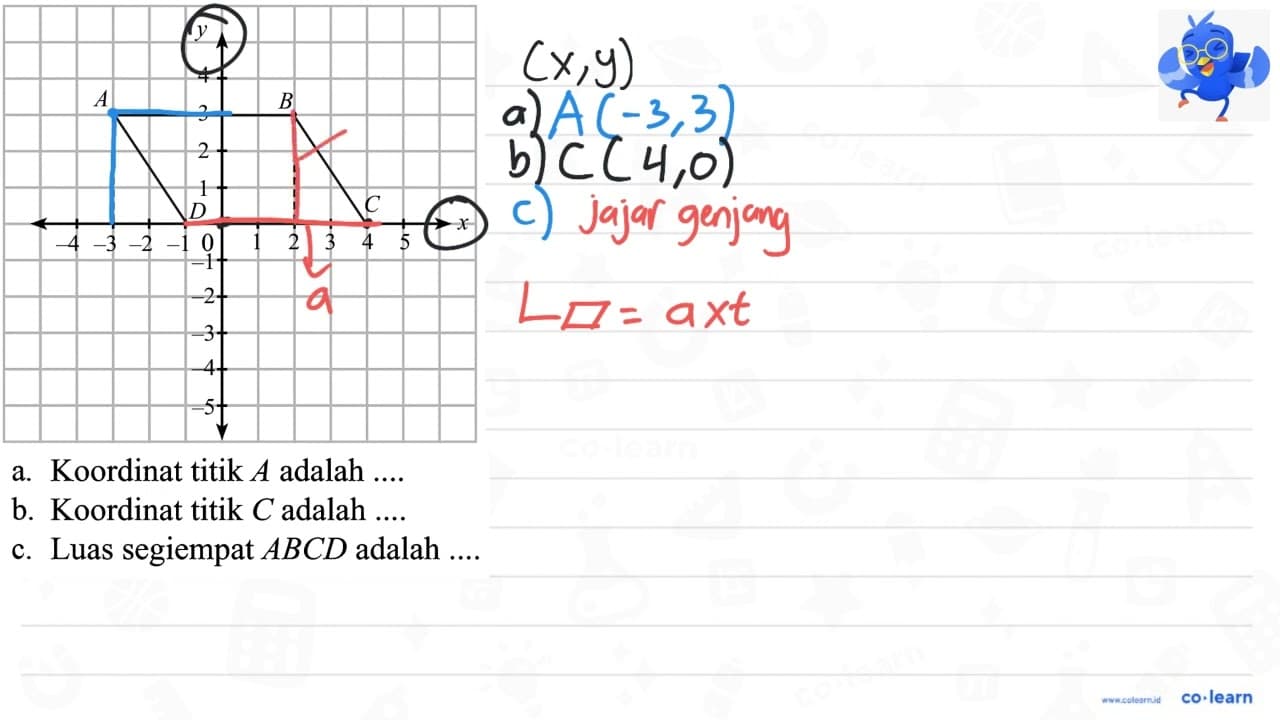 a. Koordinat titik A adalah .... b. Koordinat titik C