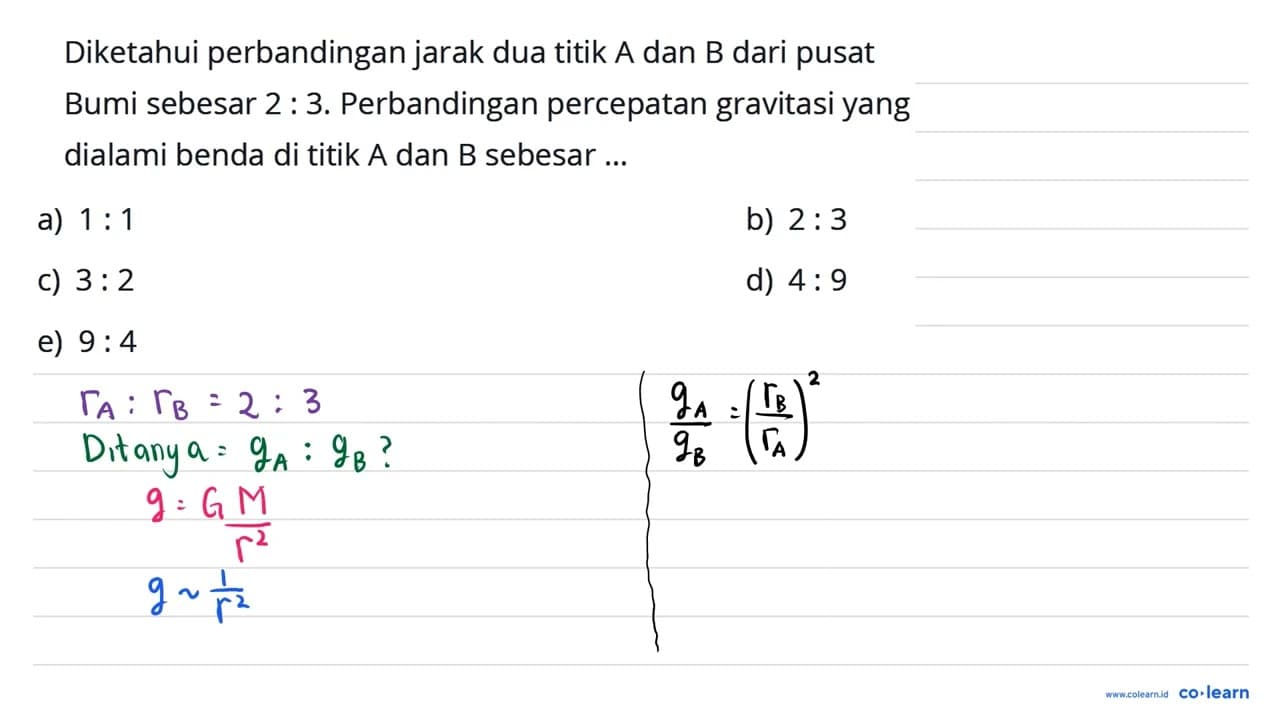 Diketahui perbandingan jarak dua titik A dan B dari pusat