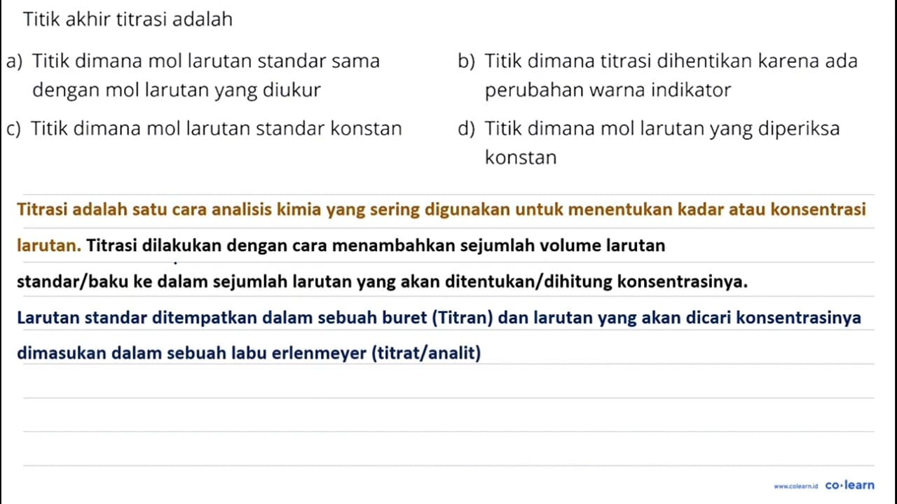 Titik akhir titrasi adalah