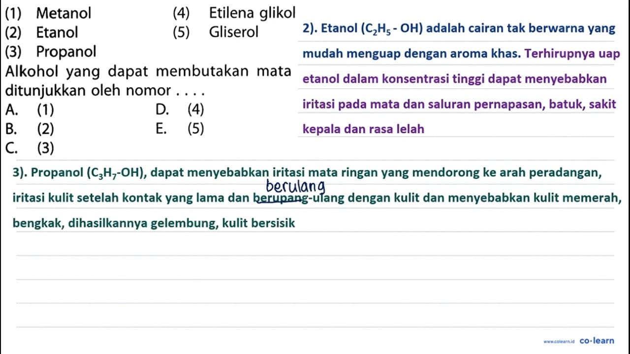 Alkohol yang dapat membutakan mata ditunjukkan oleh