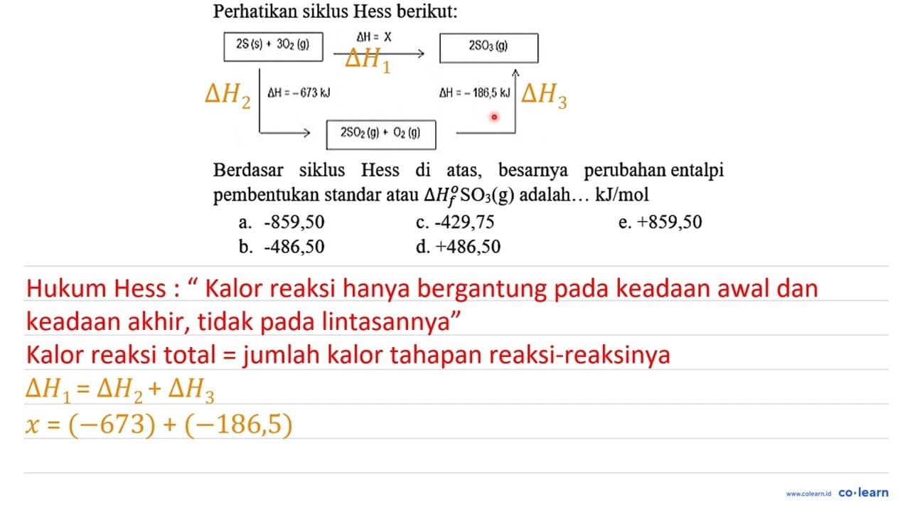 Perhatikan siklus Hess berikut: Berdasar siklus Hess di