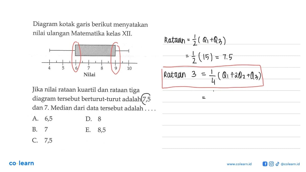 Diagram kotak garis berikut menyatakan nilai ulangan