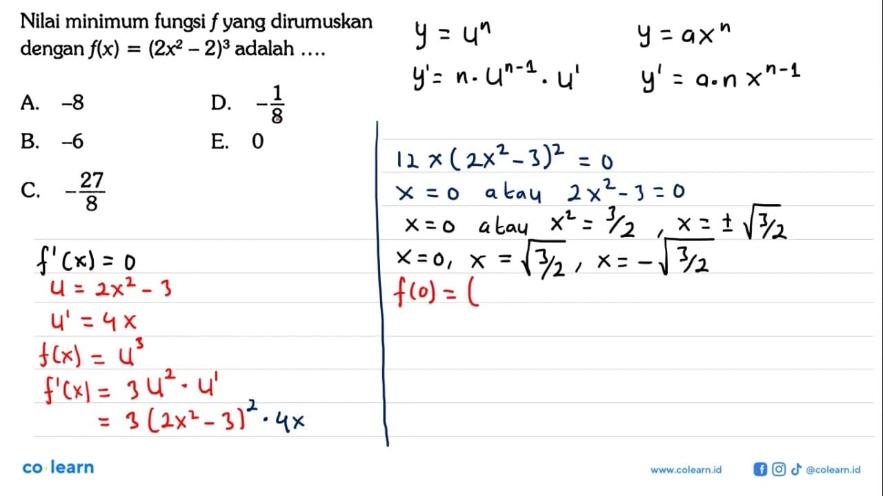 Nilai minimum fungsi f yang dirumuskan dengan