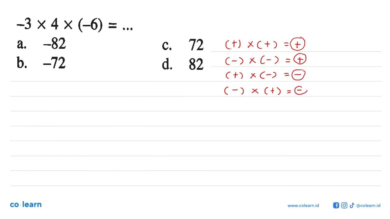 -3 x 4 x (-6) = ...