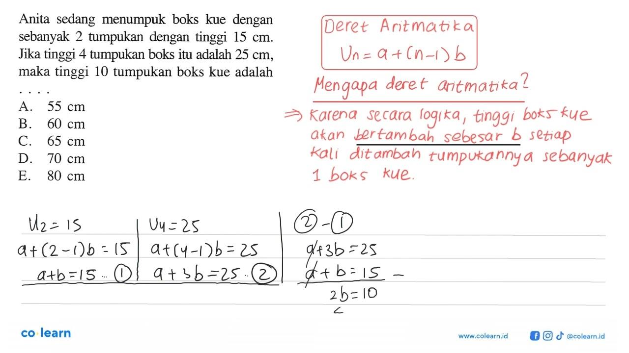 Anita sedang menumpuk boks kue dengan sebanyak 2 tumpukan