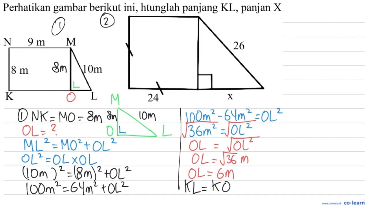 Perhatikan gambar berikut ini, htunglah panjang KL, panjan