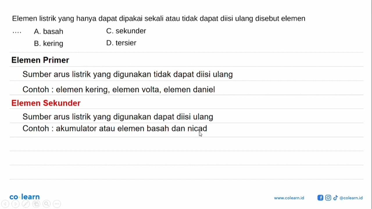 Elemen listrik yang hanya dapat dipakai sekali atau tidak