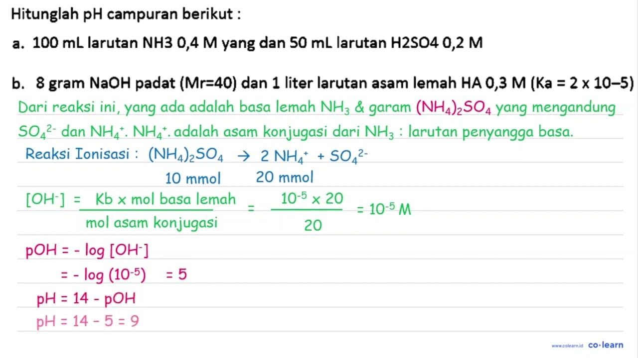 Hitunglah pH campuran berikut : a. 100 ~mL larutan NH 30,4