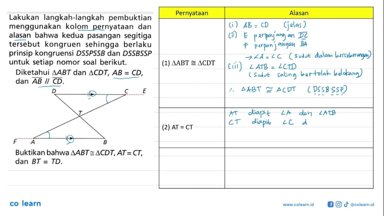 Lakukan langkah-langkah pembuktian menggunakan kolom