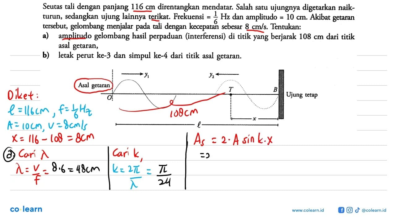 Seutas tali dengan panjang 116 cm direntangkan mendatar.