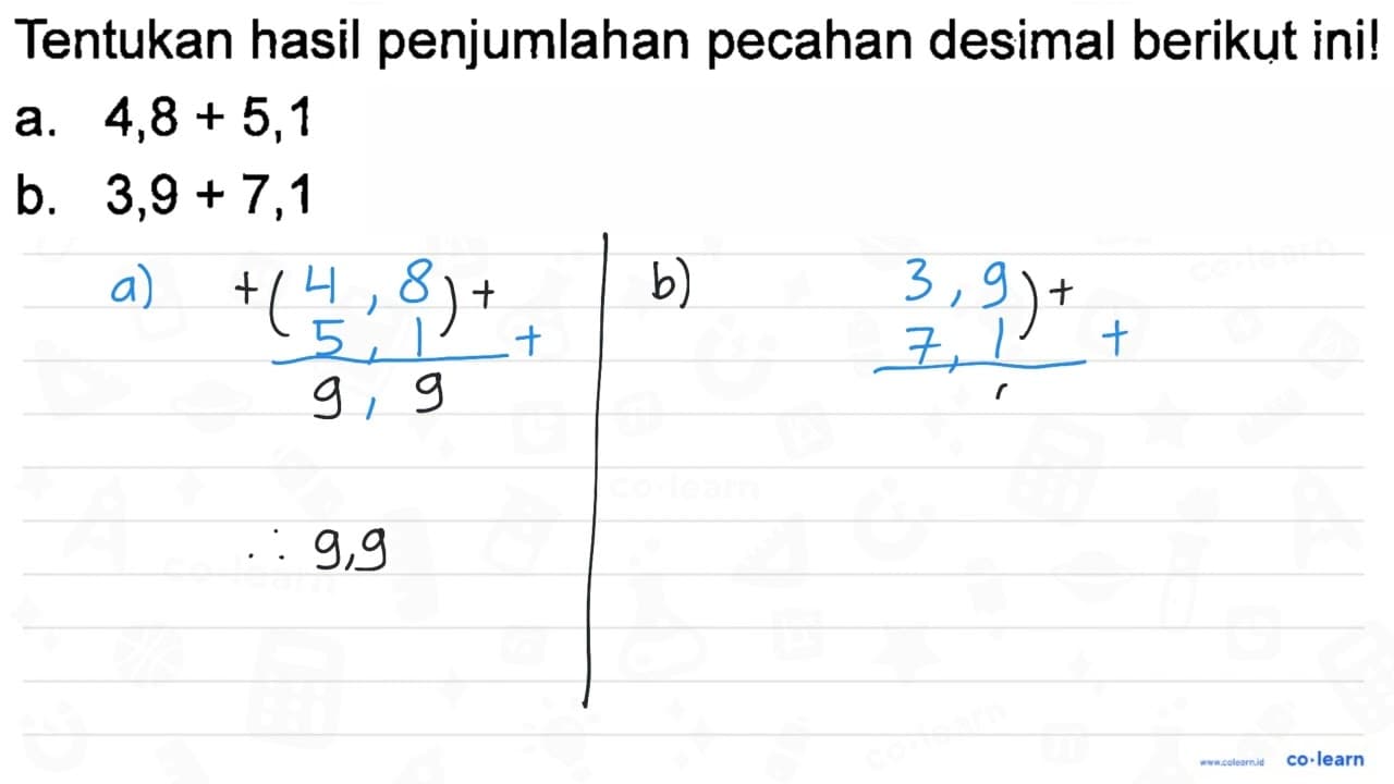 penjumlahan pecahan desimal berikut inil Tentukan hasil 4,8