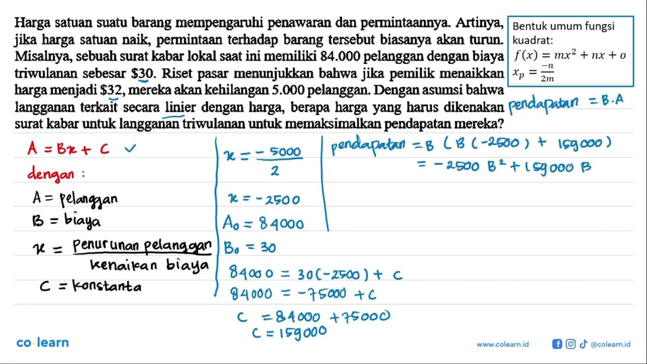 Harga satuan suatu barang mempengaruhi penawaran dan