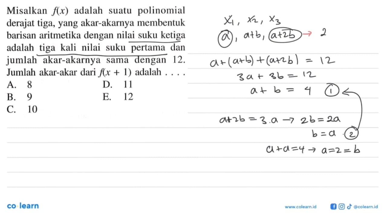 Misalkan f(x) adalah polinomial suatu derajat tiga, yang