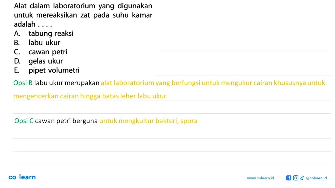 Alat dalam laboratorium yang digunakan untuk mereaksikan