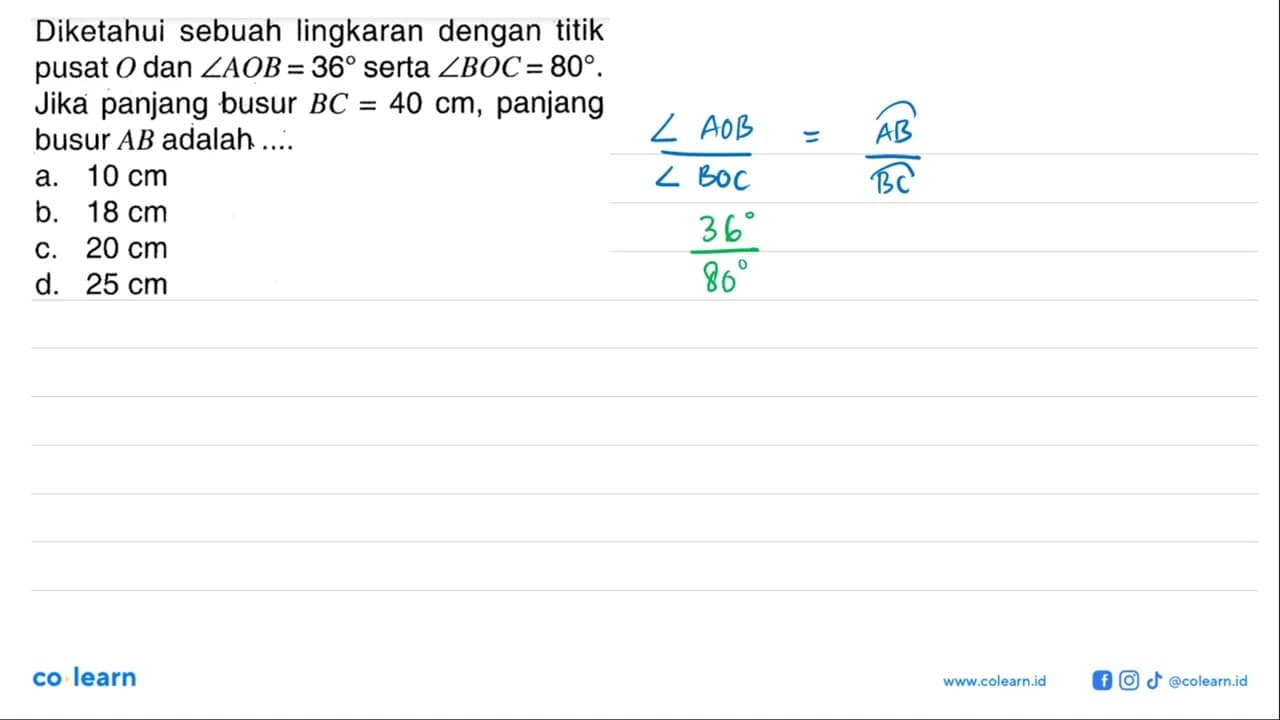 Diketahui sebuah lingkaran dengan titik pusat O dan sudut