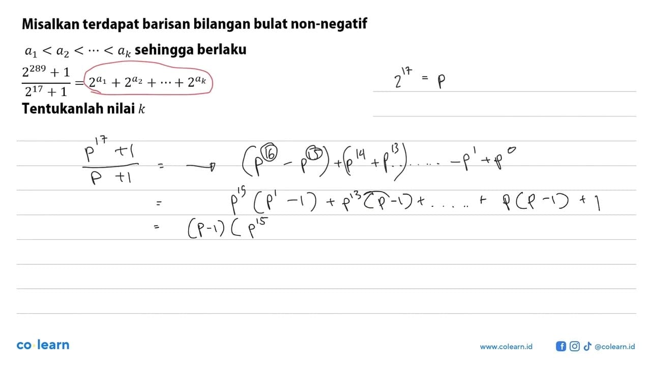 Misalkan terdapat barisan bilangan bulat non-negatif a1 <