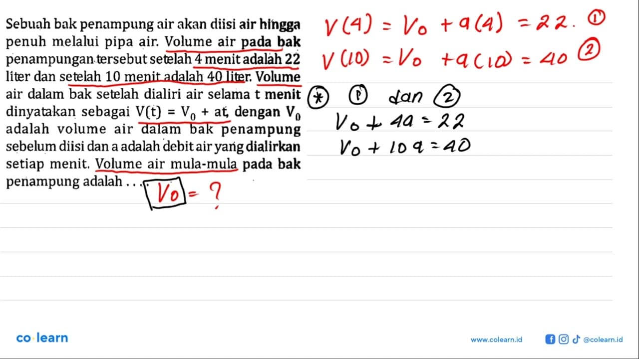 Sebuah bak penampung air akan diisi air hingga penuh