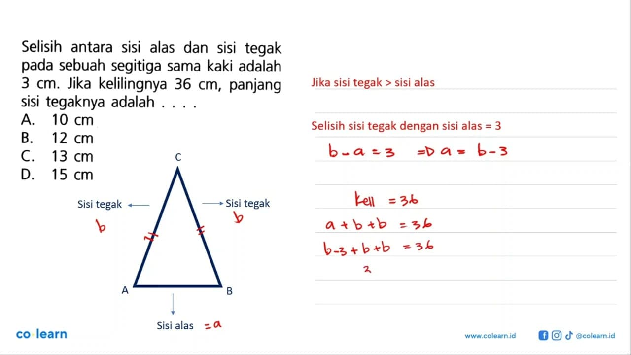 Selisih antara sisi alas dan sisi tegak pada sebuah