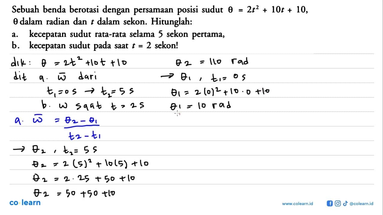 Sebuah benda berotasi dengan persamaan posisi sudut