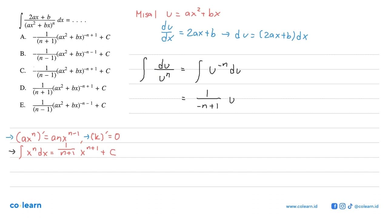 integral (2ax+b)/(ax^2+bx)^n dx=....