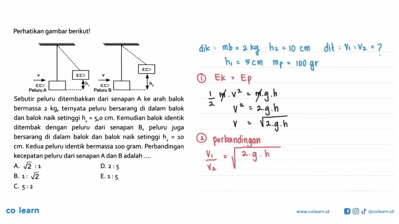 Perhatikan gambar berikut!Sebutir peluru ditembakkan dari