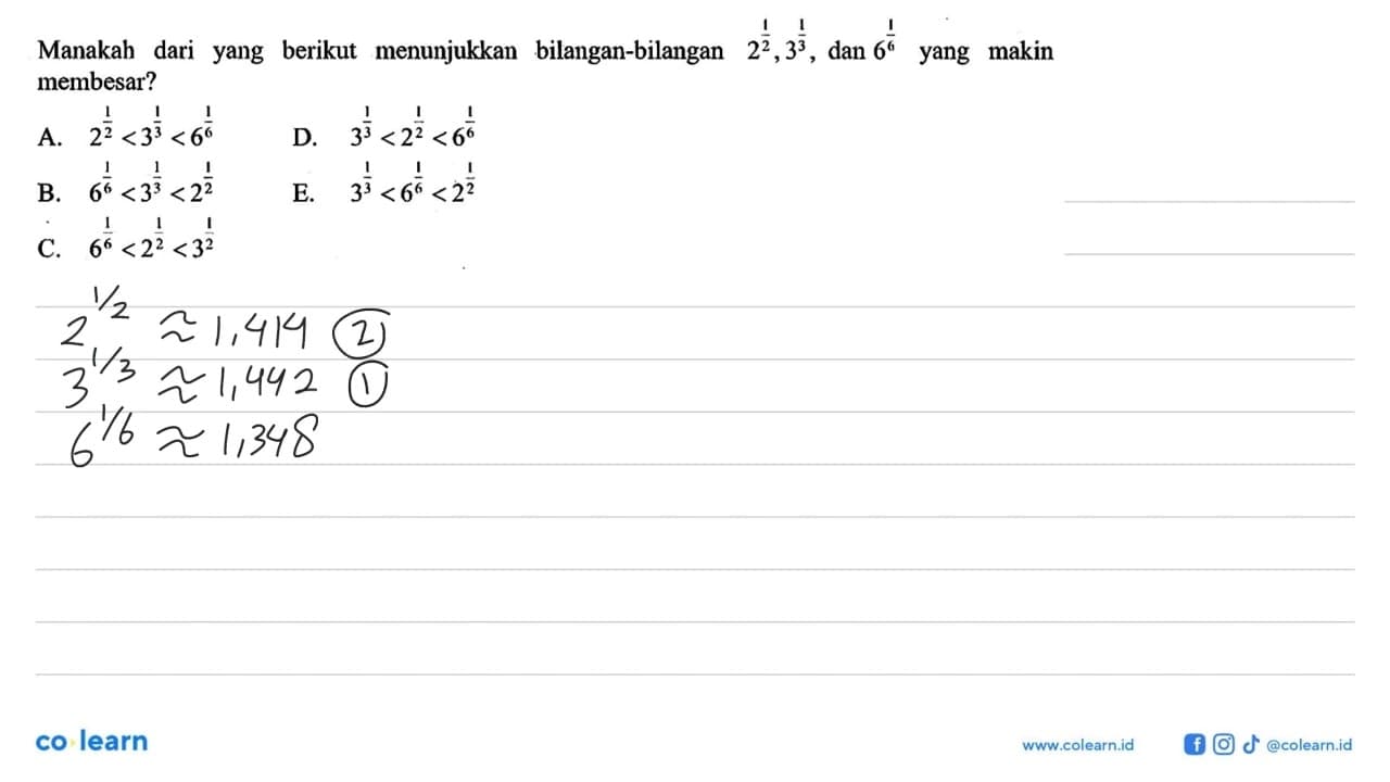 Manakah dari yang berikut menunjukkan bilangan-bilangan