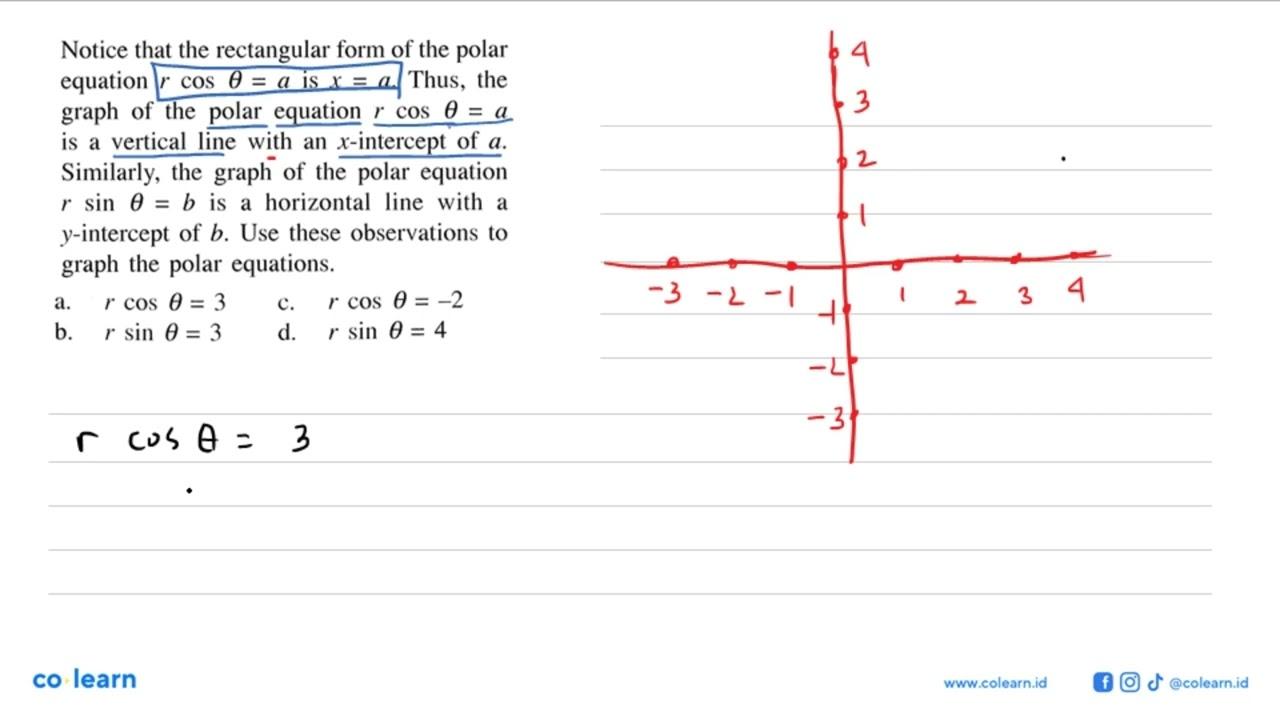 Notice that the rectangular form of the polar equation r