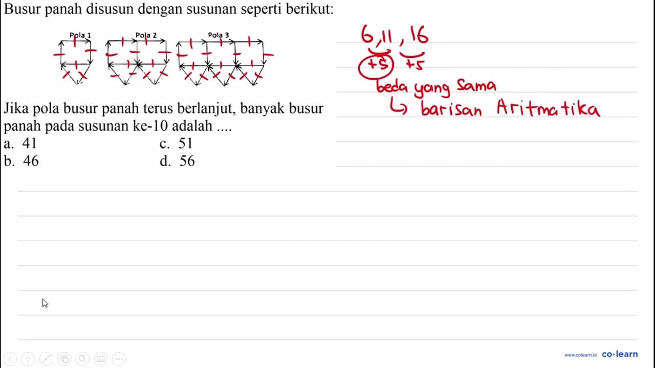 Busur panah disusun dengan susunan seperti berikut: Jika