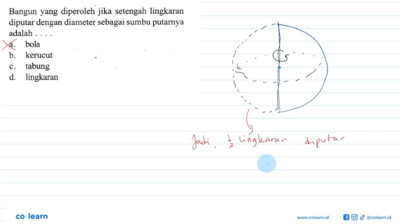 Bangun yang diperoleh jika setengah lingkaran diputar