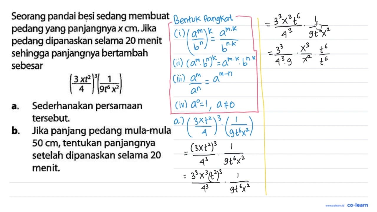 Seorang pandai besi sedang membuat pedang yang panjangnya x