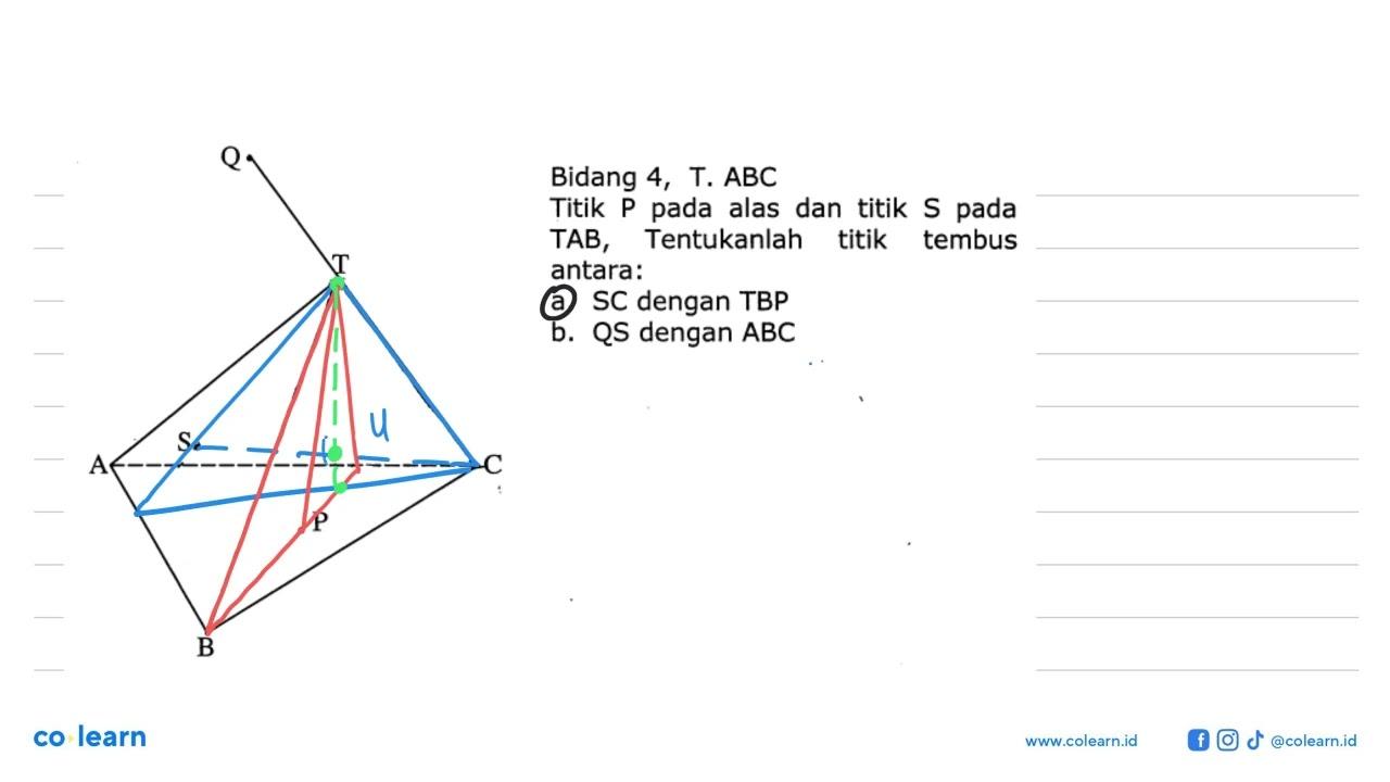 Bidang 4, T.ABC Titik P pada alas dan titik S pada TAB,