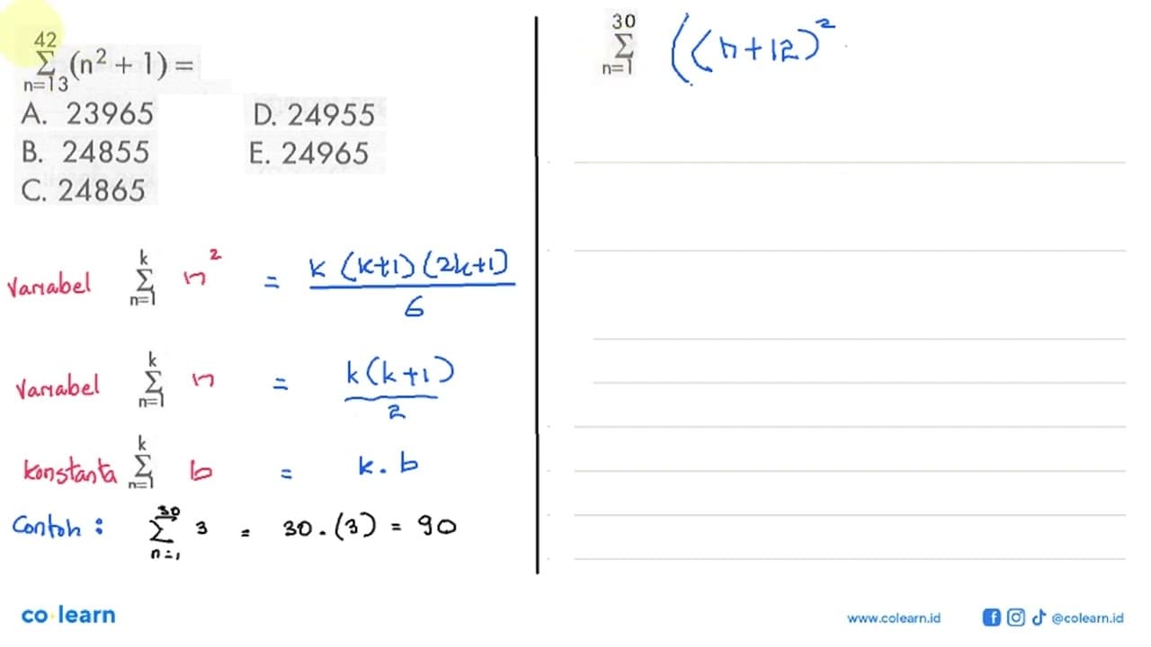 sigma n=13 42 (n^2+1)=