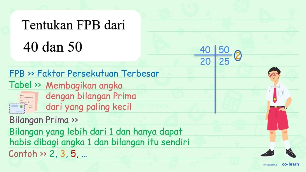 Tentukan FPB dari 40 dan 50