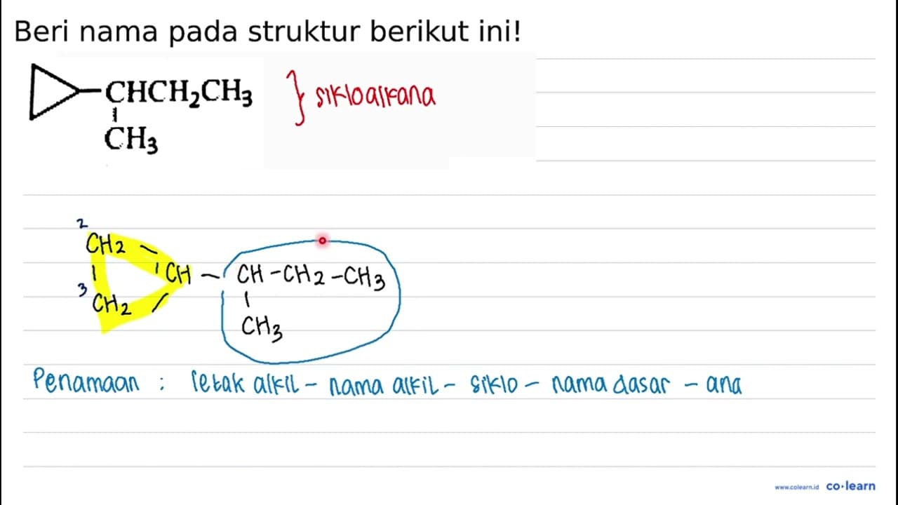 Beri nama pada struktur berikut ini! CHCH2CH3 CH3