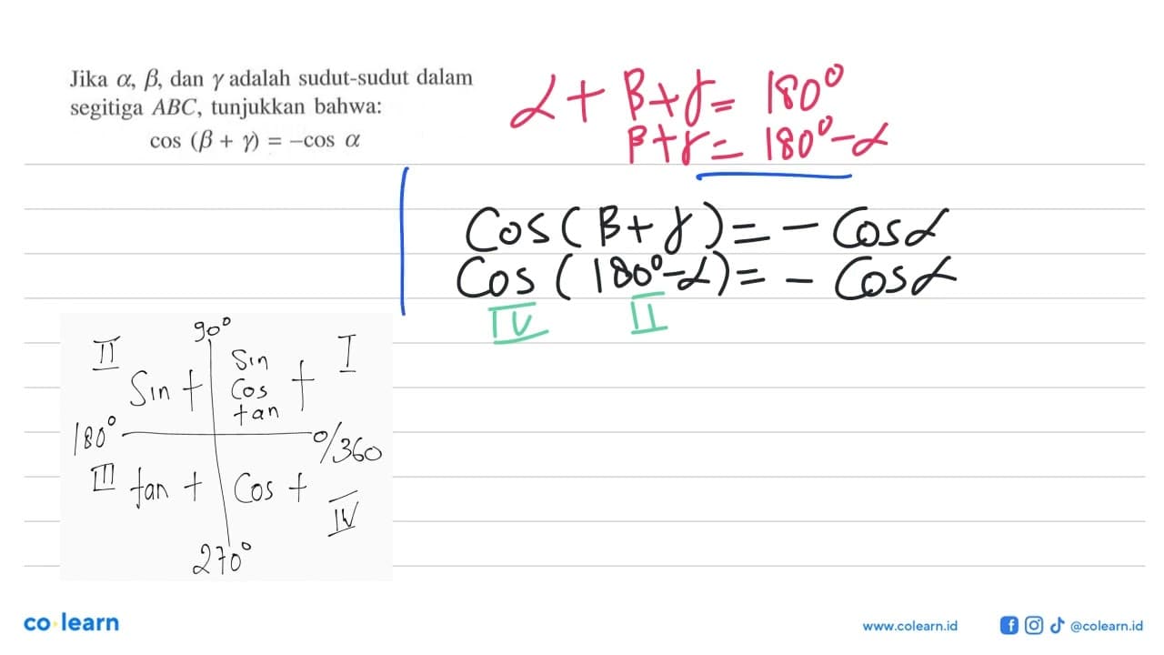 Jika a, b , dan gamma adalah sudut-sudut dalam segitiga ABC