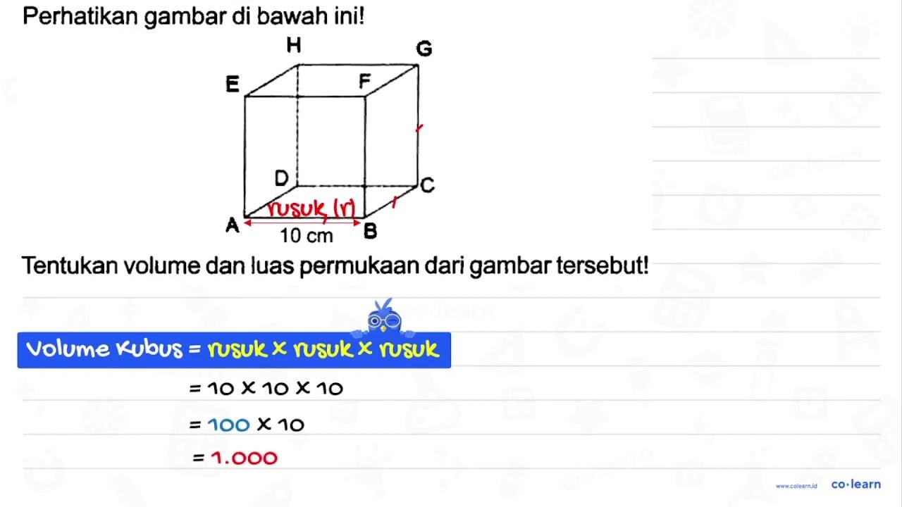 Perhatikan gambar di bawah ini! Tentukan volume dan luas