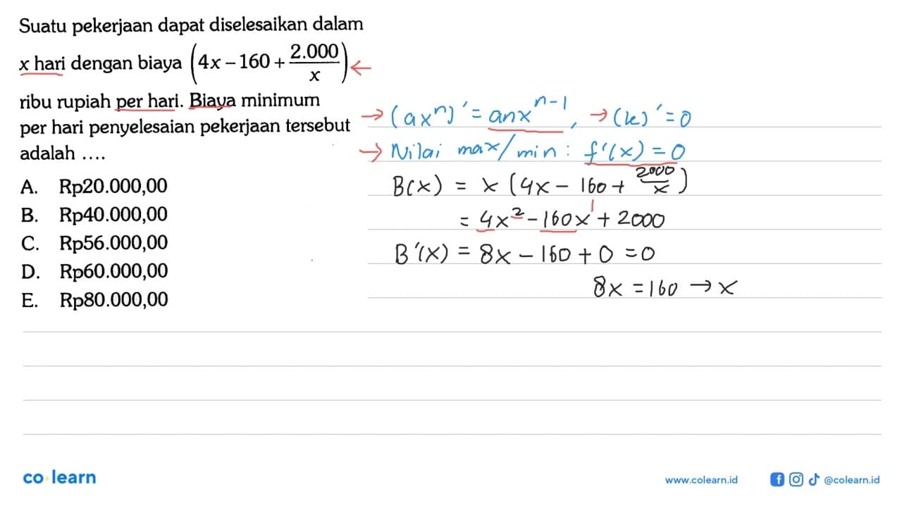 Suatu pekerjaan dapat diselesaikan dalam x hari dengan