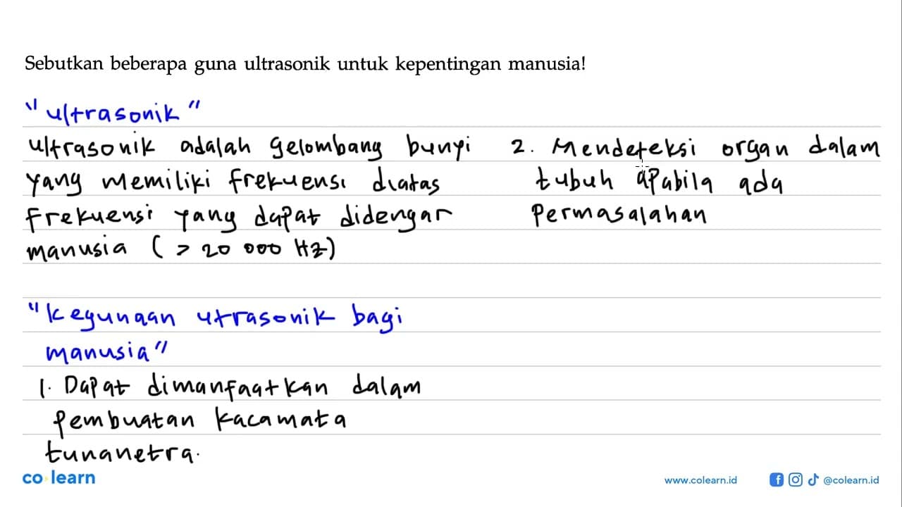 Sebutkan beberapa guna ultrasonik untuk kepentingan