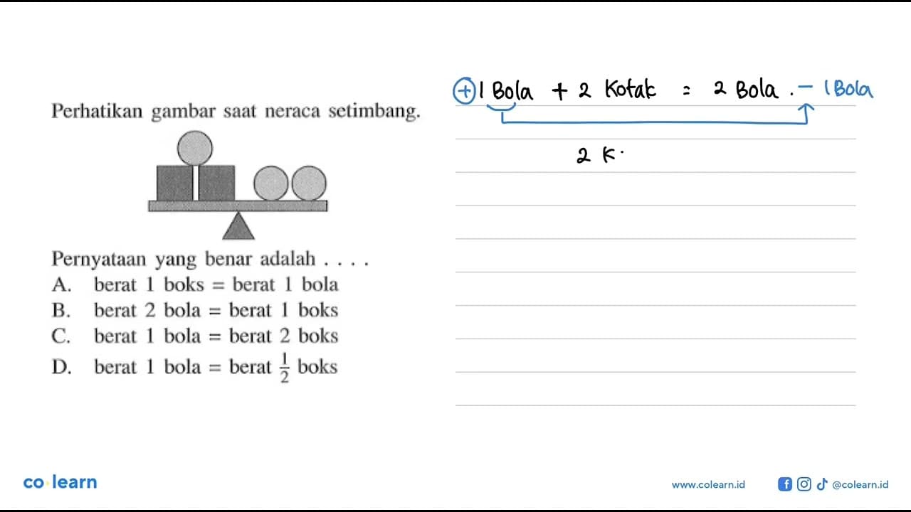 perhatikan gambar saat neraca setimbang.Pernyataan yang