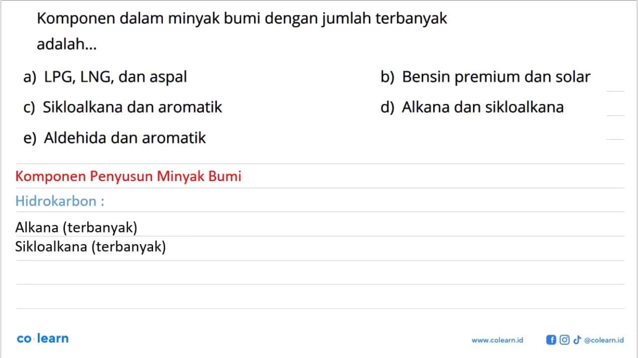 Komponen dalam minyak bumi dengan jumlah terbanyak